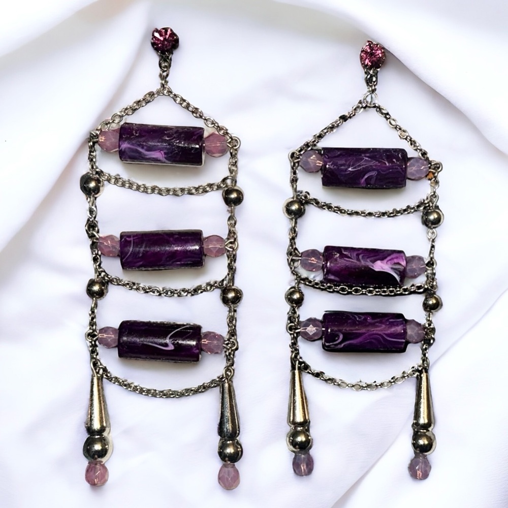Tarina Tarantino Crystal Lizety Swarovski elements ladder dangle earrings - Picture 1 of 6
